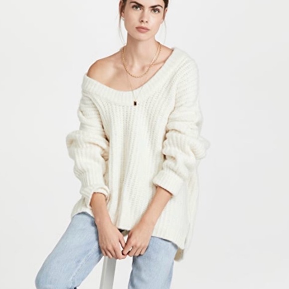 Free People Slouchy Oversized Scoop Neck Pullover Sweater XS - Picture 5 of 11